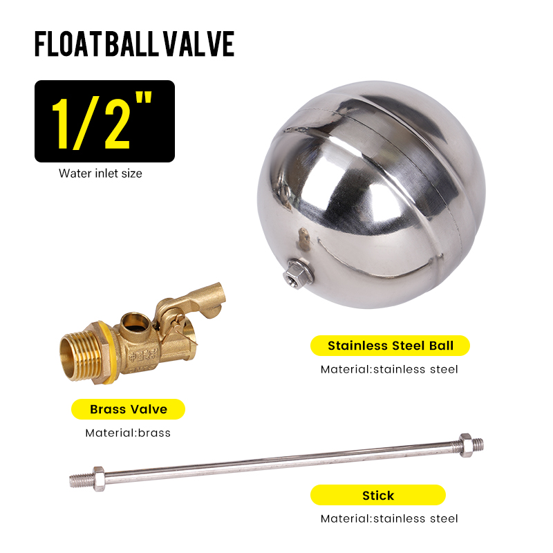 Válvula de flotador de latón de 1/2 ", 3/4", 1 ", válvula de bola flotante para tanque de agua fría y , cisterna de Control de flujo de vástago SS201/tanques de expansión: Blanco