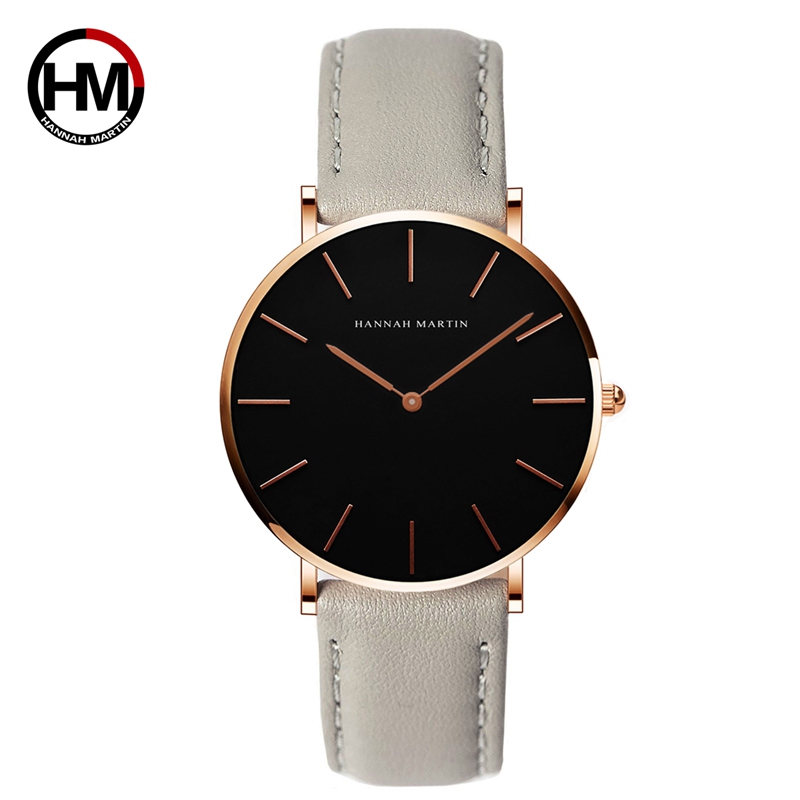 HANNAH MARTIN De Simple Japon Mouvement À Quartz Montre Bracelet En Cuir Nylon Horloge Femmes Analogique Montre-Bracelet Étanche: CH36-FQ