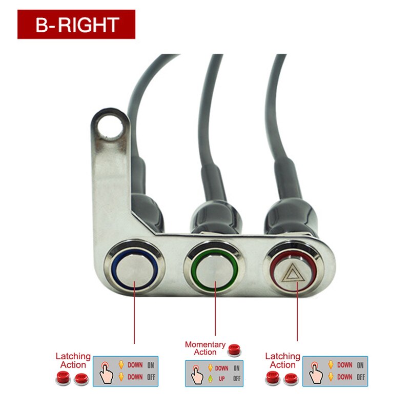 Interrupteur étanche à 3 boutons pour guidon de moto, interrupteur marche-arrêt, interrupteur étanche pour phare, klaxon et clignotant, LED
