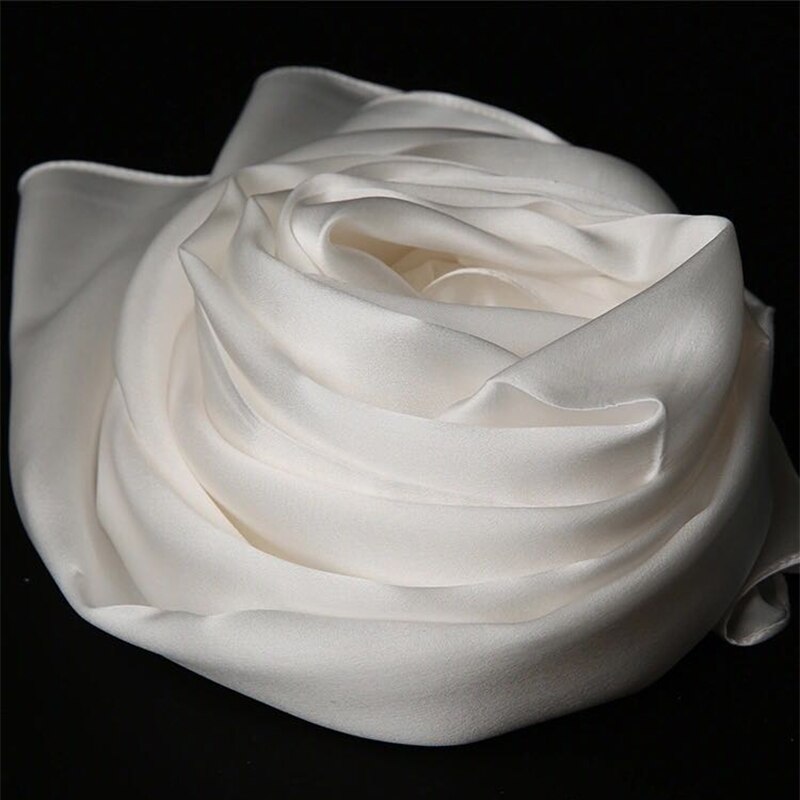 Zijden sjaal dames luxe merk satijn dik zacht effen kleur lange hoofd hijab femme natuurlijke zijden sjaal dames