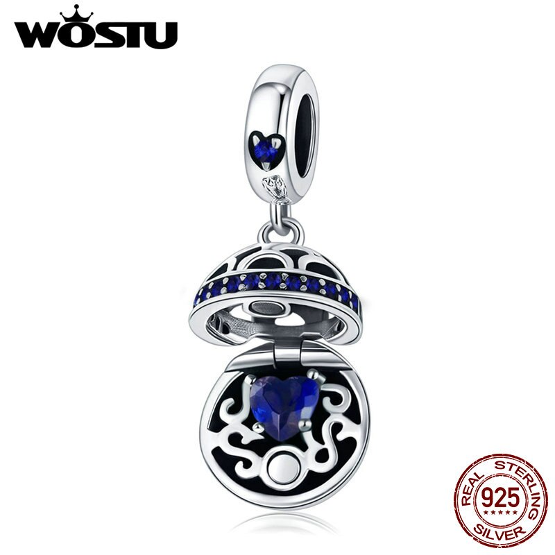 WOSTU Original 925 Sterling Silver Love Box Pink CZ Charm Pendants Fit Charm Bracelet Necklace Jewelry Making CQC689