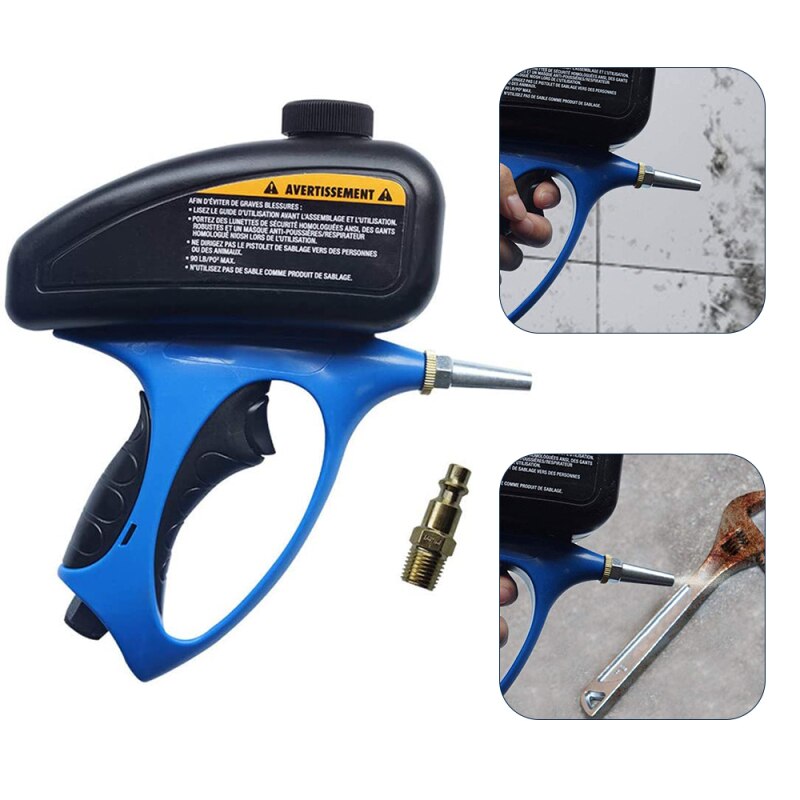 Aluminum Handheld Pneumatic Gravity Sand Blaster Gun Kit Feed Sandblasting Gun Quick Connect Media Guide Works with All Abrasive