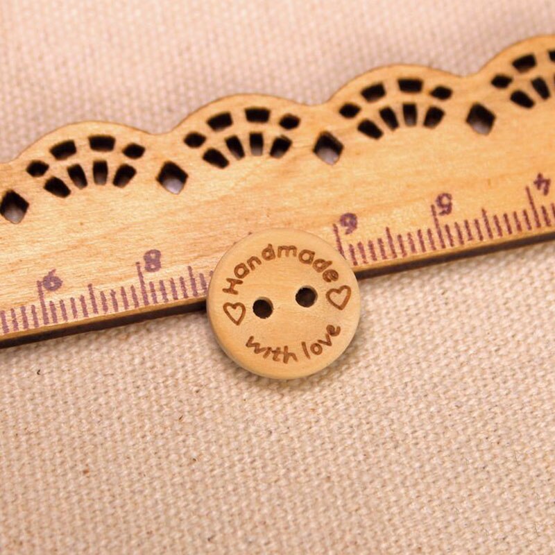 50 Stuks Ronde Houten Knoppen Scrapbooking 15/20/25 Mm Twee Gaten Handgemaakt Met Liefde Diy Craft naaien Accessoires