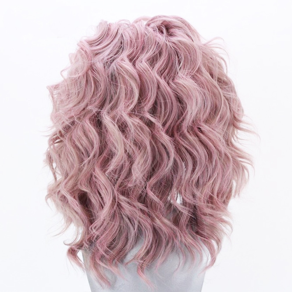 Websterwigs Pink Short Bob Hair Body Wave Synthetic Lace Front Wig with Side Part Heat Resistant Fiber Hair Lace Front for Women