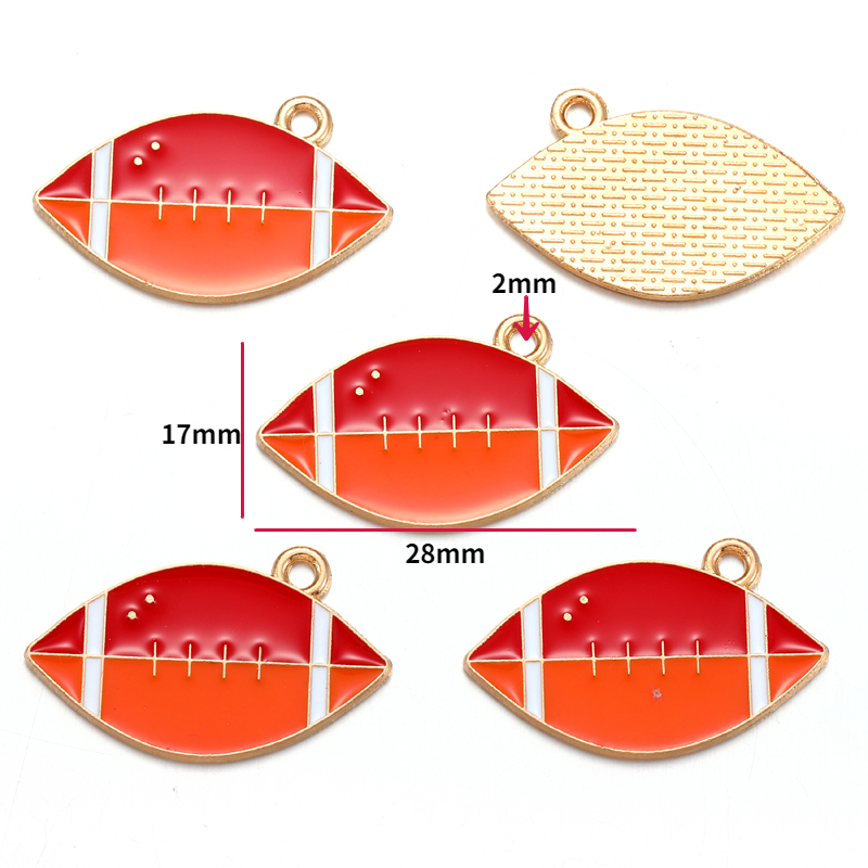 10 stuks geëmailleerde rugby-, voetbal- en badmintonracketbedeltjes voor armbanden, sleutelhangers, kettingen en sieraden, accessoires voor het maken van sieraden  w363: Zwart geweer verguld