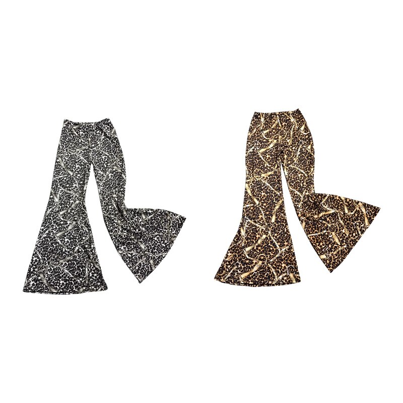 Pantalones de baile latino sueltos de leopardo para mujer, pantalones modernos para ejercicio de Danza Latina, pantalones profesionales a la , cómodos