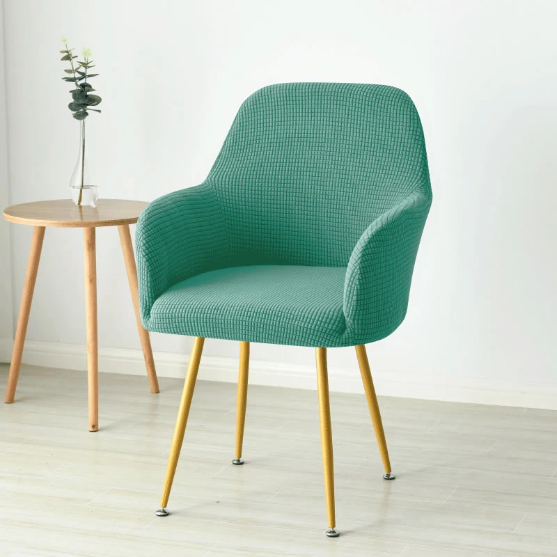 Funda para silla curvada nórdica, fundas para sillón con acento alto inclinado de LICRA Jacquard, fundas para sofá de maquillaje para comedor, cafetería y Bar: Azul marino