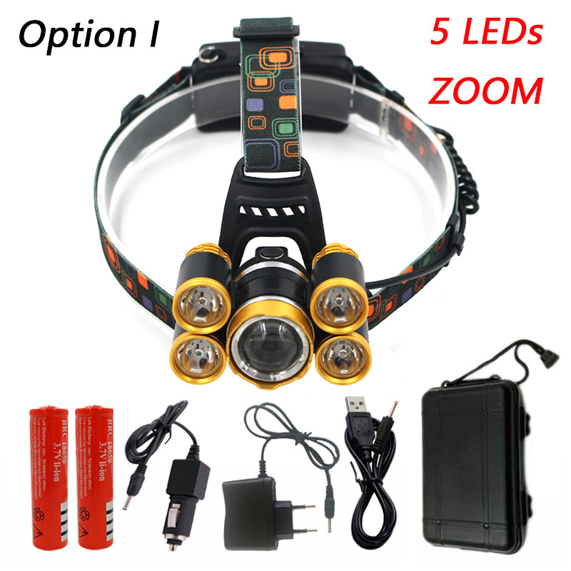 Linterna frontal Z40 de 5000 lúmenes CREE XML T6 linterna LED para cabeza linterna de cabeza con batería 18650 4 modos linterna: Option I