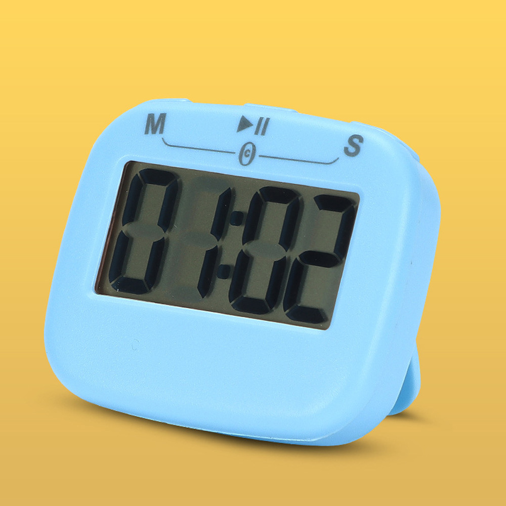 Digital LCD kitchen timer with on/off switch, mute and loud alarm, 24-hour clock, children, teachers, kitchen: Blue