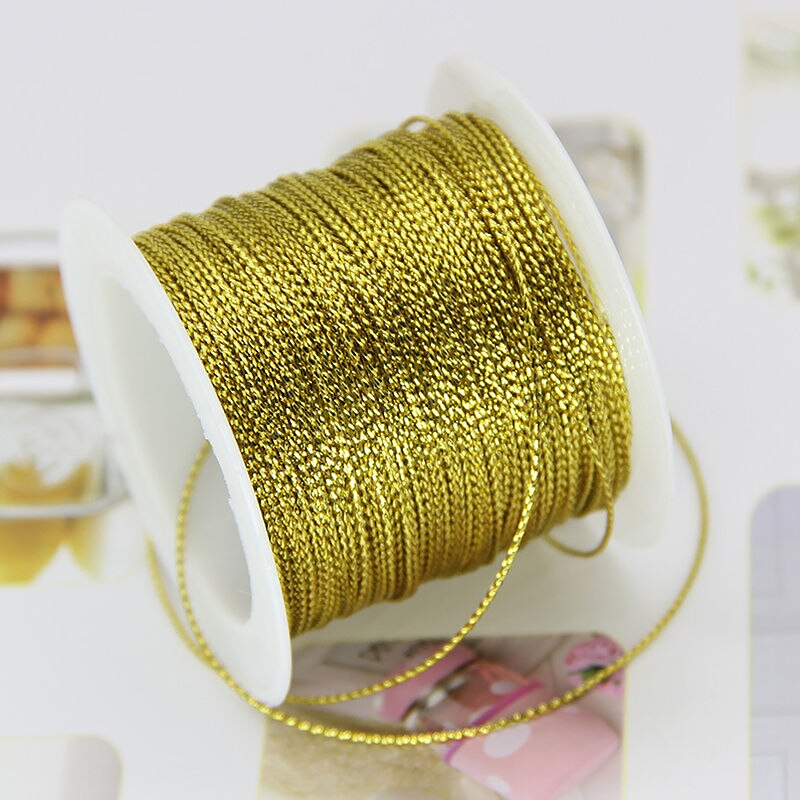 Röd guldsnöre för varumärke smycken armband garn tagg tofs gör hantverk tråd för jul bröllop 20m 1mm rep: Guld-