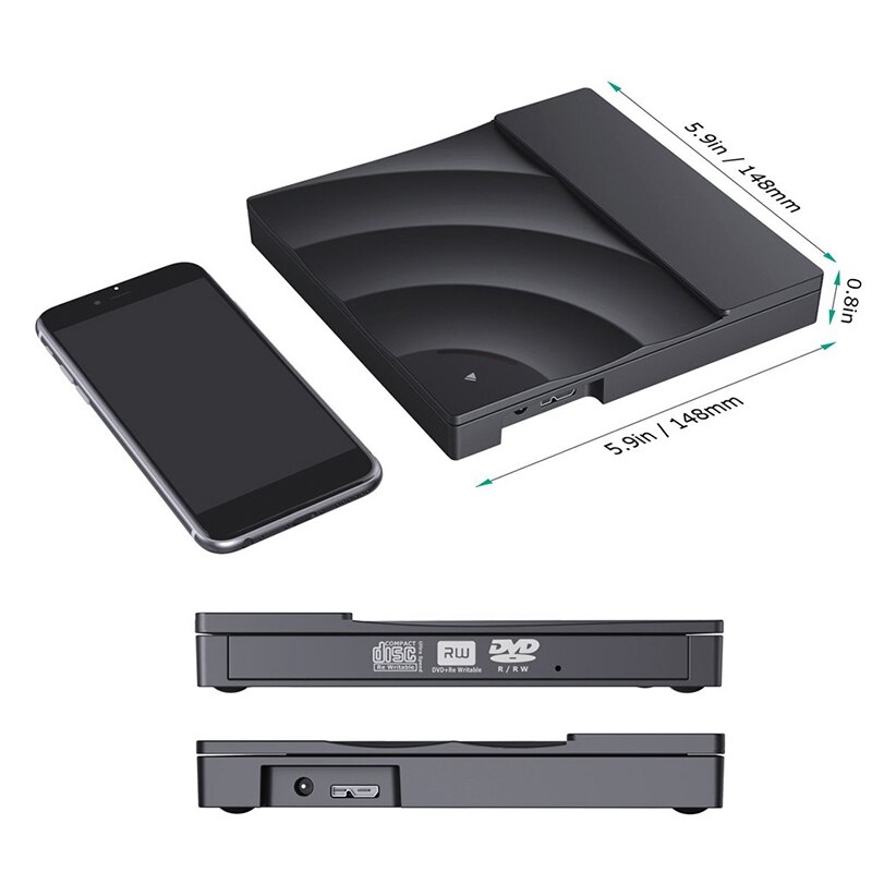 Externe dvd-drive usb 3.0 cd dvd-drive draagbare cd dvd-brander speler schrijver herschrijver voor windows laptop desktop pc