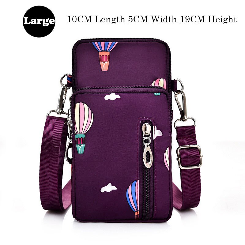 Mobile Phone Pouch for iPhone X XR XS 7 8 6 6s Plus Wrist Bag for iPhone 11 Pro Max Ladies Girl Shoulder Small Bags Case: Large Purple