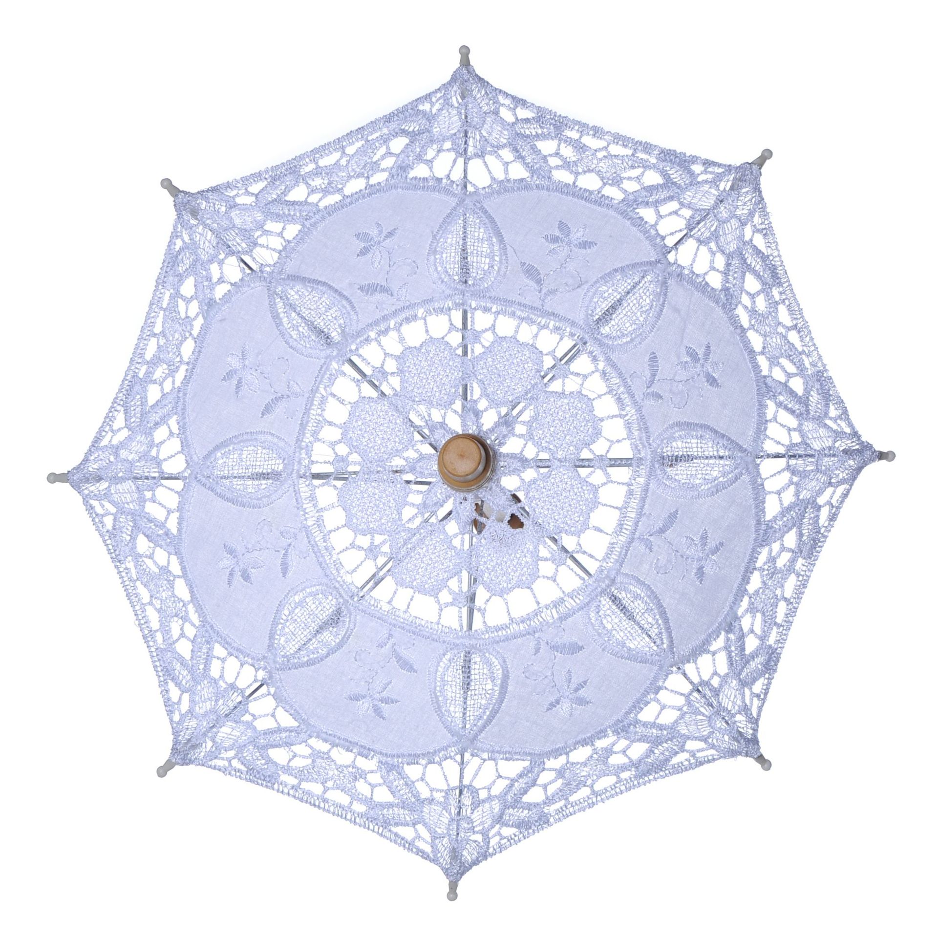 Paraplu Bruiloft Paraplu Parasol Katoen Borduurwerk Bruid Paraplu Wit Ivoor 29/45cm Size Kant Parasol