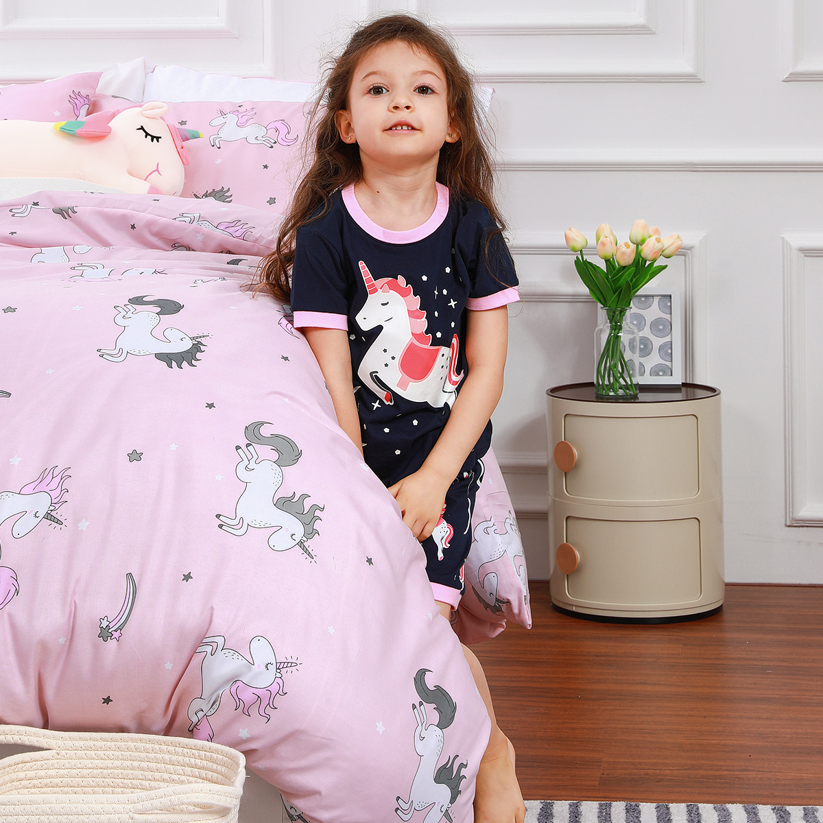 Meisjes pyjama sets kinderen eenhoorn pyjama peuter zomer nachtkleding cartoon nachtkleding kleding 2-10 jaar