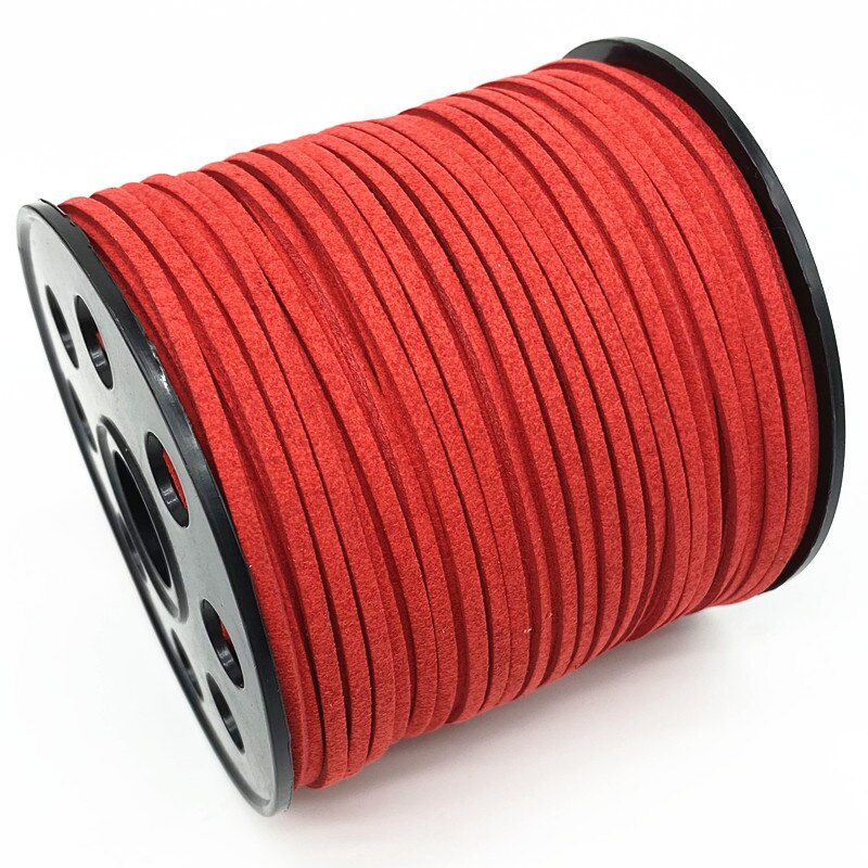 Cordón plano de gamuza trenzada de imitación, cuerda de rosca hecha a mano de cuero de terciopelo coreano de 5 yardas y 3mm para DIY, suministros de joyería # Ro
