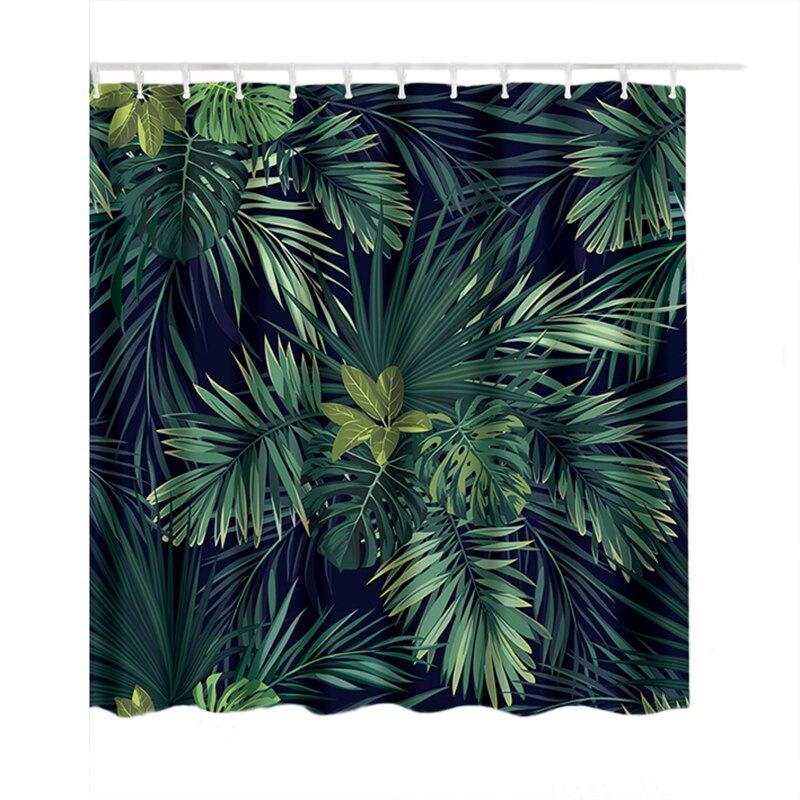 1pc 180 x 180cm gröna blad utskrift duschdraperi bearroom moderna naturliga växtmönster polyester badrumsgardiner