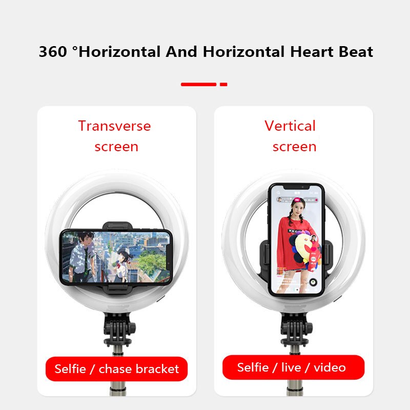 Bluetooth Selfie Stok Afstandsbediening Statief Handphone Holder Statief Camera Zelfontspanner Artefact Staaf Met Led Ring Vullen licht