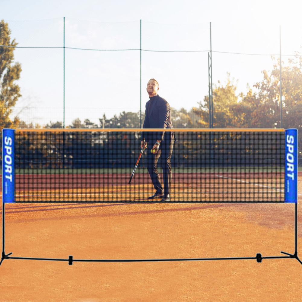 Outdoor Portable Badminton Net Mobile Mesh Net Frame With Anti-rust Black Painted Iron Shelf For Beach Grass Park 3.1m