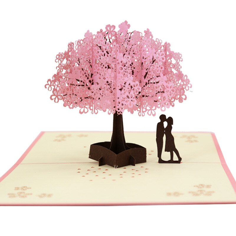 3D Pop UP Cards Cherry Tree Wedding Invitations Cards Valentine's Day Anniversary Greeting Card Greeting Postcard Card