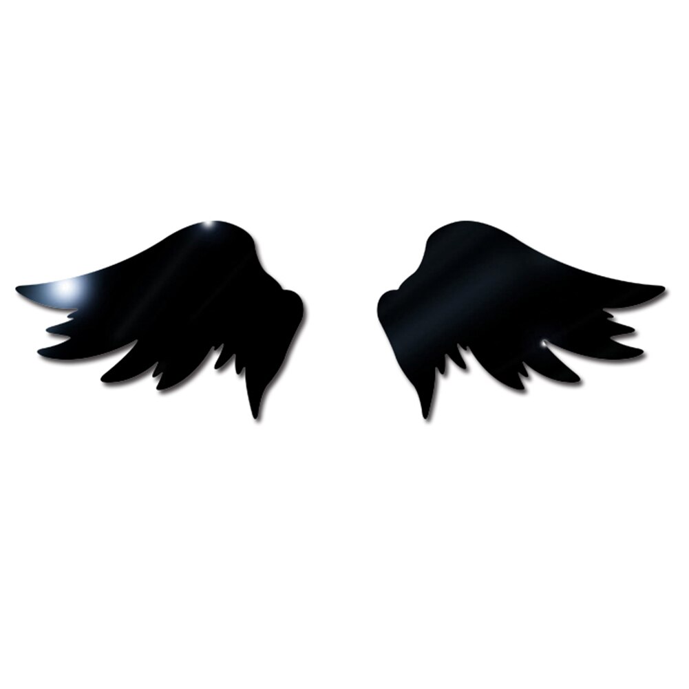 Mirror Surface Wall Sticker Home Decor Self Modern 3D Wing Living Room Waterproof Removable Backgound Bedroom: Black