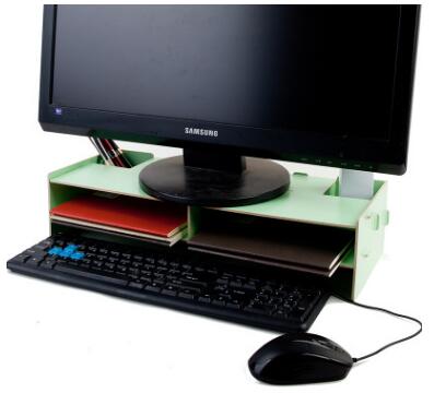 1 stuk houten desktop monitor verhoger tv standaard bureau organizer opbergdoos voor computer laptop: Groente