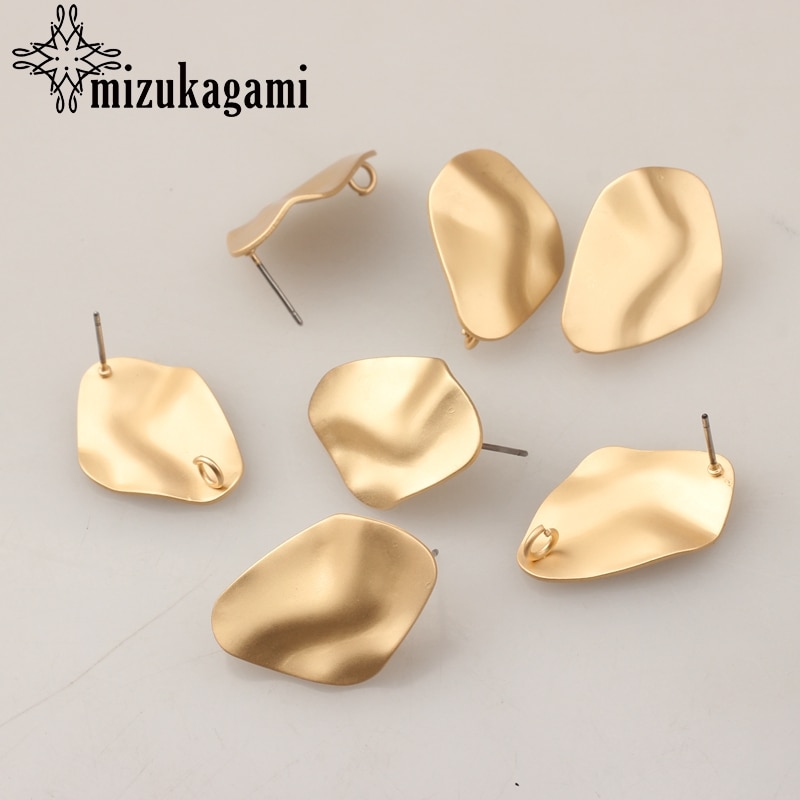 Zink-legierung Goldene 3D Geometrische Ohrringe Basis Ohrringe Stecker 18*26mm 6 teile/los Für DIY Ohrringe, Der zubehör