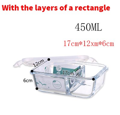 Glass Food Storage Container Bento Lunch Box Storage Box Food Storage Microwave Refrigerator Safety 100% Airtight Leakproof: Separate 450 ml