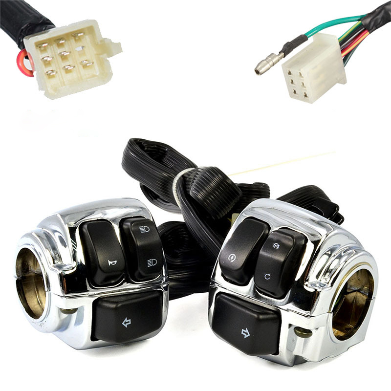 Motorcycle 25mm Handlebar Control Switch Horn Turn Signal Headlight Electric Start Switch Connector Push Button Switch Assembly: Silver