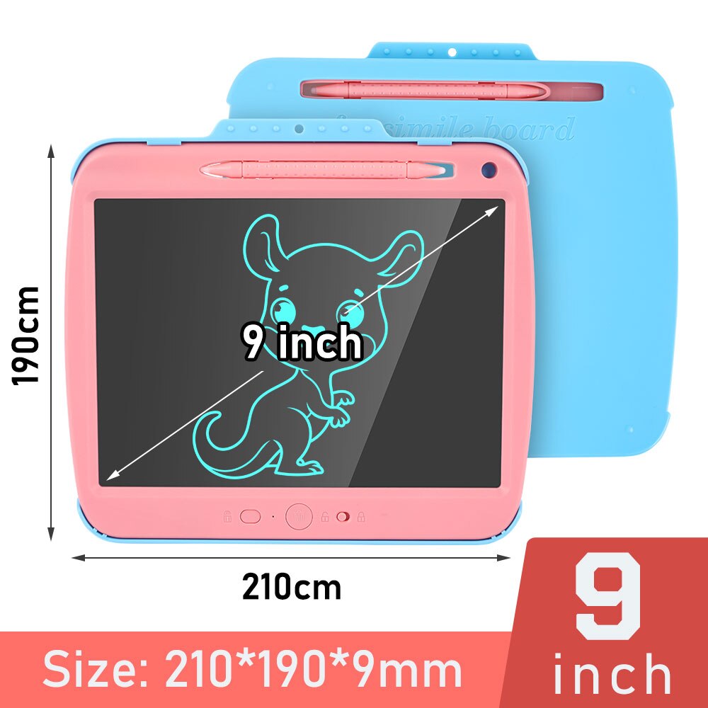 9 inch rechargeable drawing tablet colorful LCD writing tablet smart Digital Tablets for Kids drawing table with Copy Card: single color pink