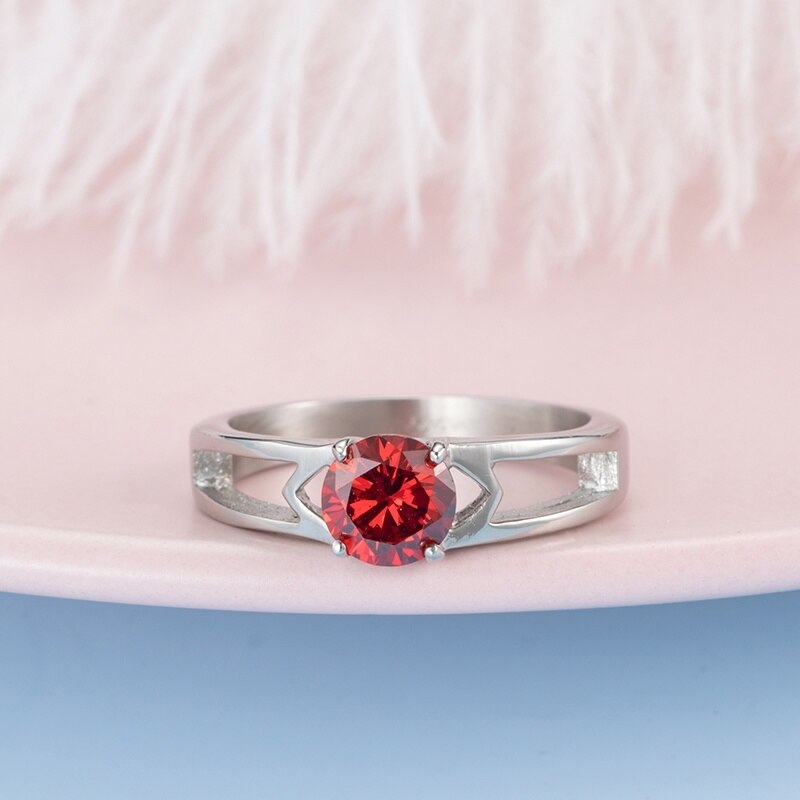 Trouwring Dames - Roestvrij Staal Zirkonia - Rond Geslepen - US Maat 6-9 - 3mm Band: 6 / Rood