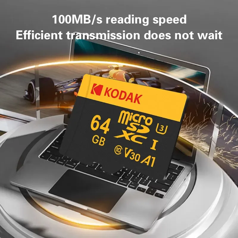 3Pcs Original Kodak Micro SD Card Memory Card 64GB A1 SDXC TF Flash Drive Video card With SD Adapter Class 10 For Camera Phone