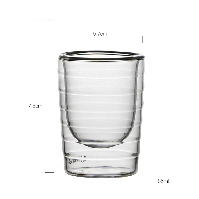 Taza de café transparente de doble capa resistente al calor, Juego de vasos creativos para agua, leche y vino, 85 y 150ml: 80ml