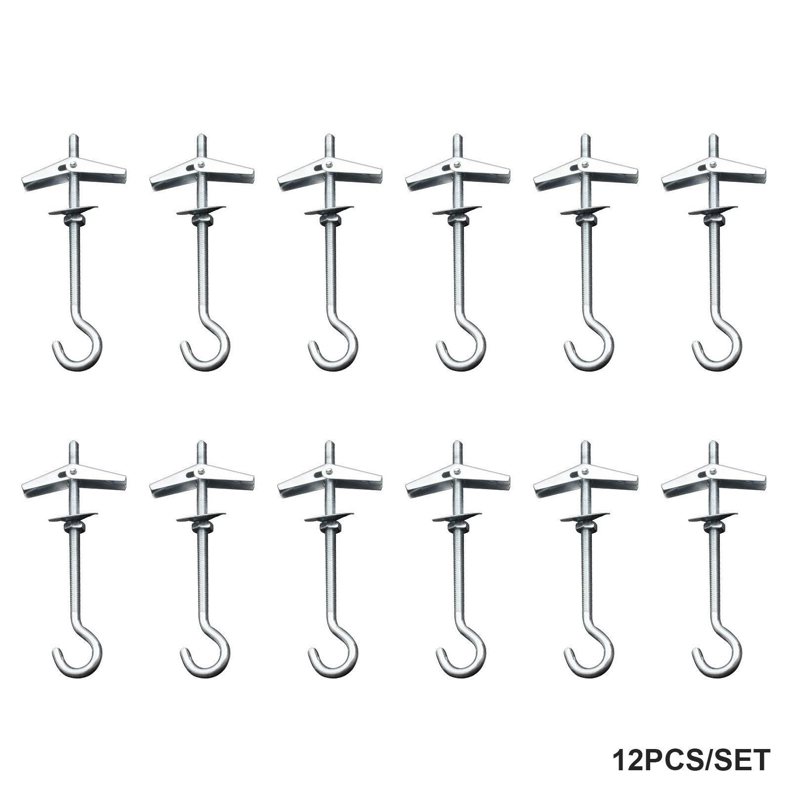 12pcs Reusable Fixing Anchor Space Saving Spring Toggle Wing Bolt Plasterboard Indoor Outdoor Ceiling Hook Easy Install M 4 90mm