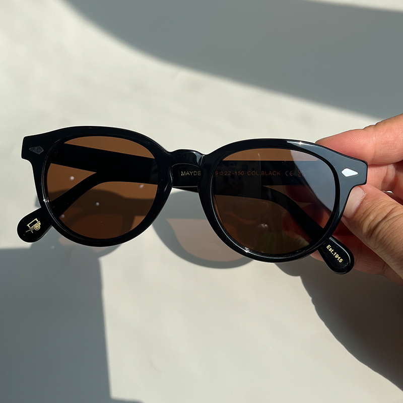 Store lemtosh maydela vintage acetat solbriller til herrer og kvinder ovale polariserede briller med stort ansigt: Beige