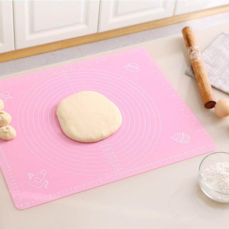 50x40 cm Silicone Kitchen Kneading Dough Mat Cookie Cake Baking Mat Tools Thick Non-stick Rolling Mats Pastry Accessories Sheet: Pink