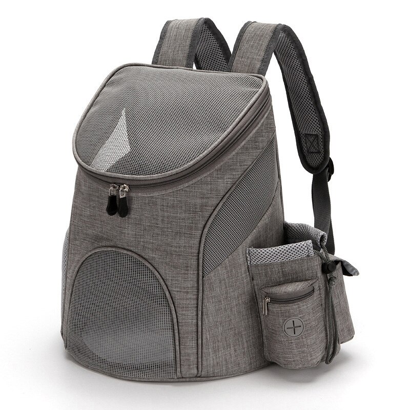 Bolsa de malla portátil para perros, mochila transpirable para perros, plegable, de gran capacidad, bolsa para transportar la portátil, para viajes al aire libre, portador de mascotas: Gray-S