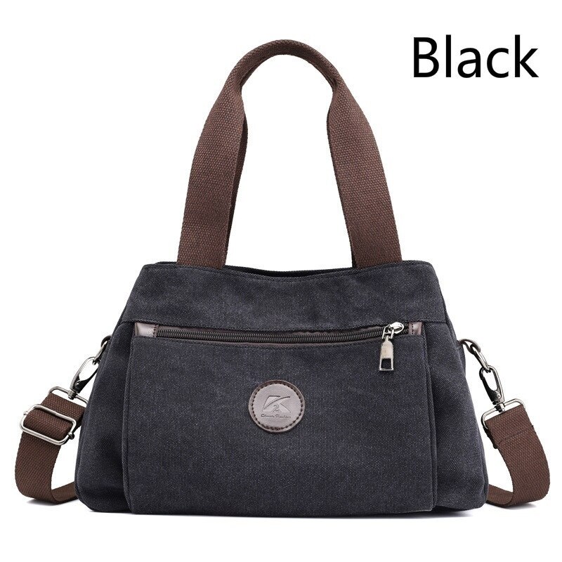 Vrouwen Canvas Handtassen Voor Vrouwen Schoudertassen Messenger Bag Crossbody Bagstote Bag Grote Capaciteit Tassen Voor Vrouwen Werk Tassen: Zwart