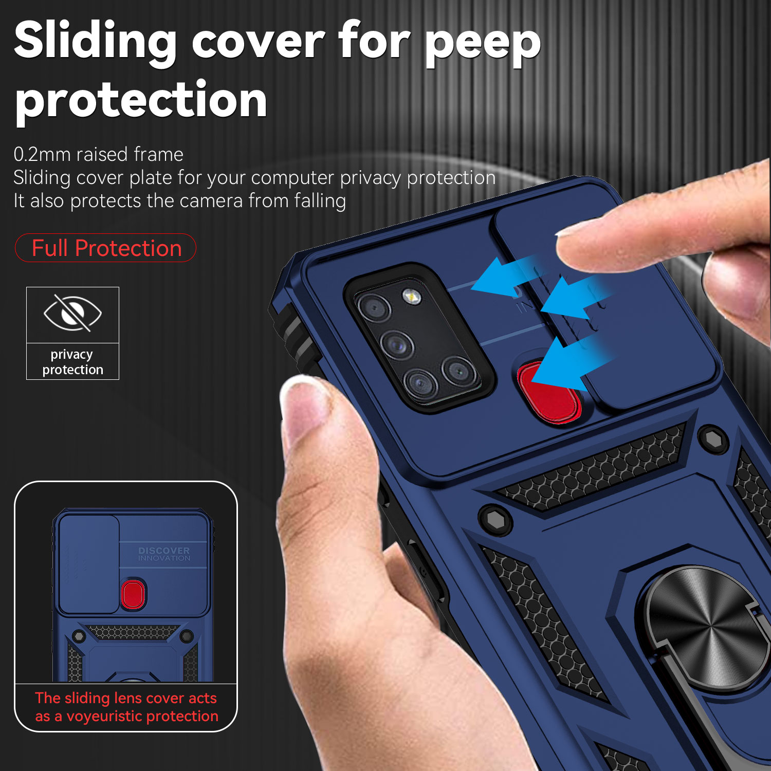Ringstativcover til samsung  a21s , etui til galaxy  a21s , rustning, faldsikkert kamerabeskyttelses-telefoncover til samsung galaxy  a21s a21 s