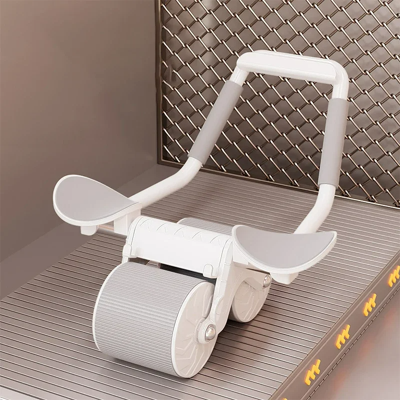 Buikwiel Oefening Buikspier Trainer Ab Roller Elleboog Ondersteuning Automatische Rebound Buik Roller Wiel Glijbaan: WHITE