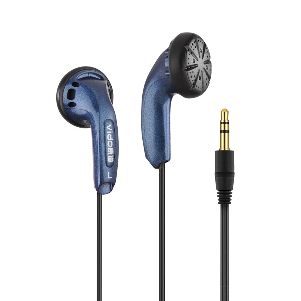 Vido – écouteurs HIFI HD filaires, oreillettes classiques, stéréo, musique, unité de pilote dynamique, basses lourdes, casque, Microphone, MX500, 3.5mm, 15.4mm: Vido Blue No Mic