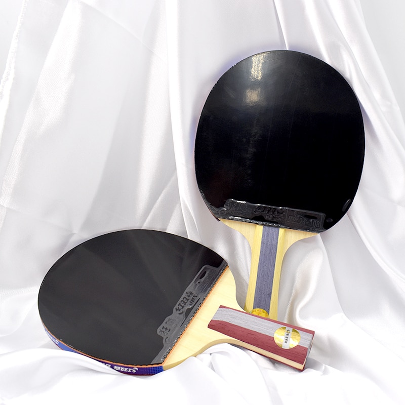 Conjunto de raqueta de tenis de mesa DHS 5 estrellas juego Ping Pong mango largo mango corto con funda + 2 bolas