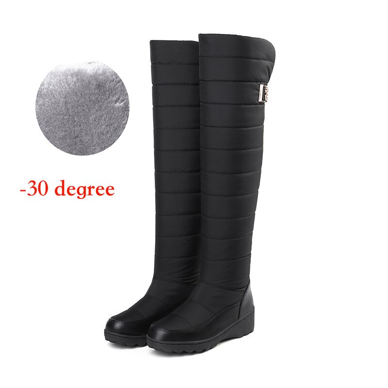 Winter Pu Warme Beneden Snowboots Mode Toevallige Vlakke Bodem 51Cm Over De Knie Katoen Laarzen Moeder katoenen Schoenen Hx