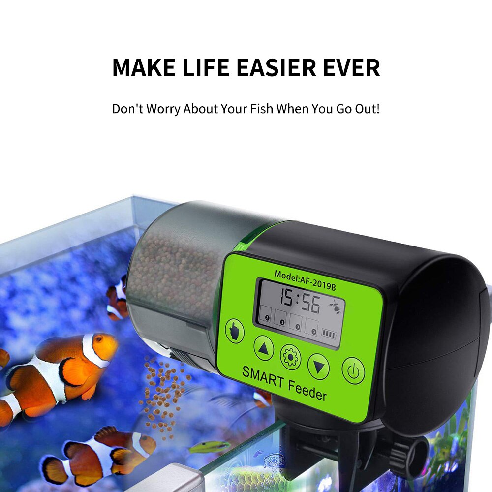Auto fisk feeder intelligent timing feeder akvarium automatisk feeder stor kapacitet fisk mad dispenser lcd display