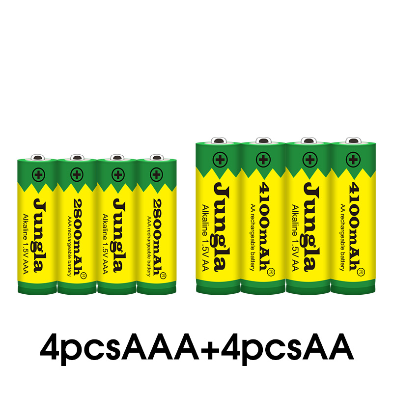 Aa+aaa 100% 1.5v uppladdningsbart aa batteri aaa alkaliskt 2800-4100 mah för ficklampa leksaker klocka  mp3 spelare byt ut ni-mh batteri