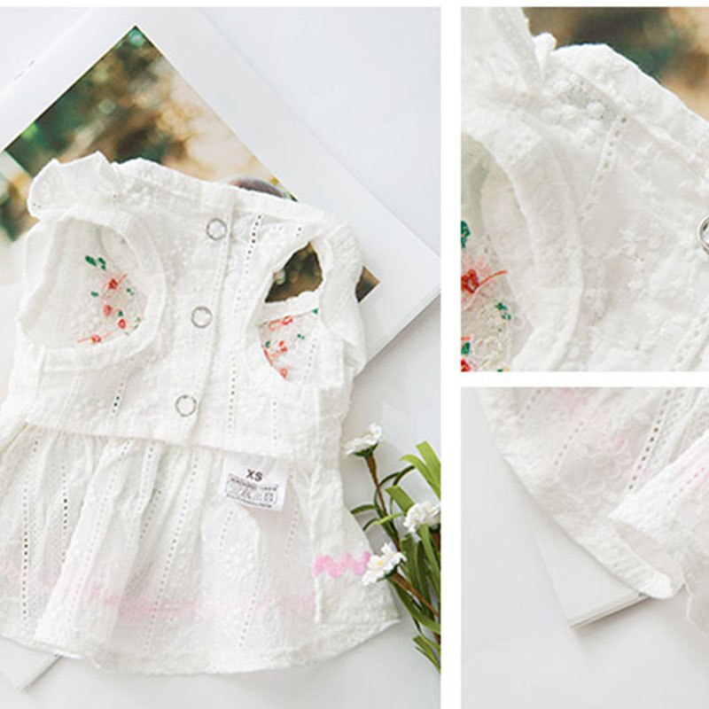 Pet Clothing Cartoon Clothes for Dog Solid Dresses Small Costume Flower Daisy Print Dogs Cute Spring Summer Thin Collar Perro