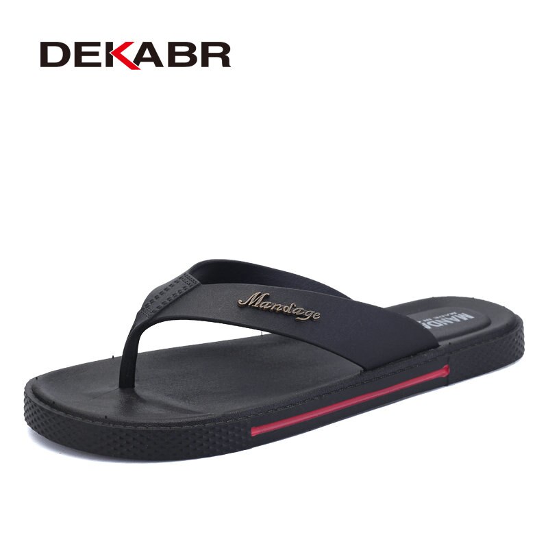 DEKABR été hommes tongs hommes pantoufles hommes chaussures décontractées été plage sandales Zapatos Hombre taille 39 ~ 45: Black / 8.5