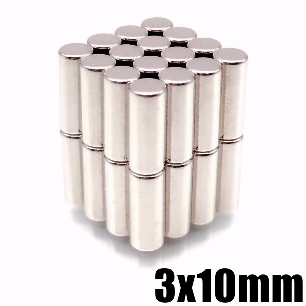 10Pcs Sterke Magneten N35 3 Mm X 10 Mm Disc Neodymium 3X10 Cilinder Rare Earth Bulk Ndfeb neodymium Magneten 3*10