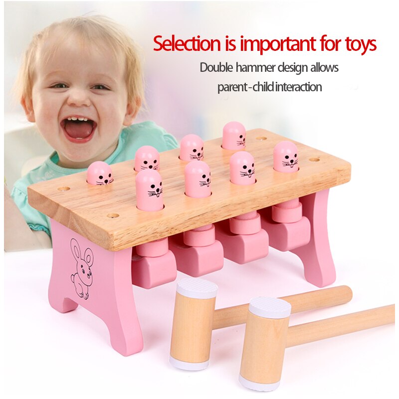 Children's Wooden Happy Playing Hamster Parent Child Interaction Leisure Puzzle Early Education Percussion Piling table Toys