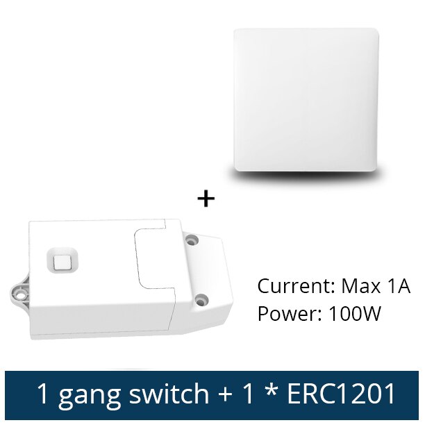 Benexmart Tuya WiFi Switch with Kinetic Wireless Remote Control Alexa Echo Google Home Voice Control Wall Switch No Need Battery: 1gang with 1 ERC1201