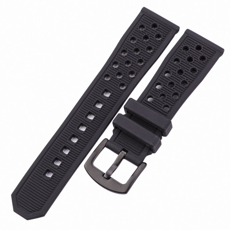 Pulseiras de silicone preto à prova dwaterproof água borracha macia 22mm pulseira relógio acessórios 316l aço fivela: Bege